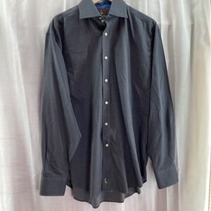 Tailorbyrd Men's Gray Striped Button Down Long Sleeve Dress‎ Shirt Larfe